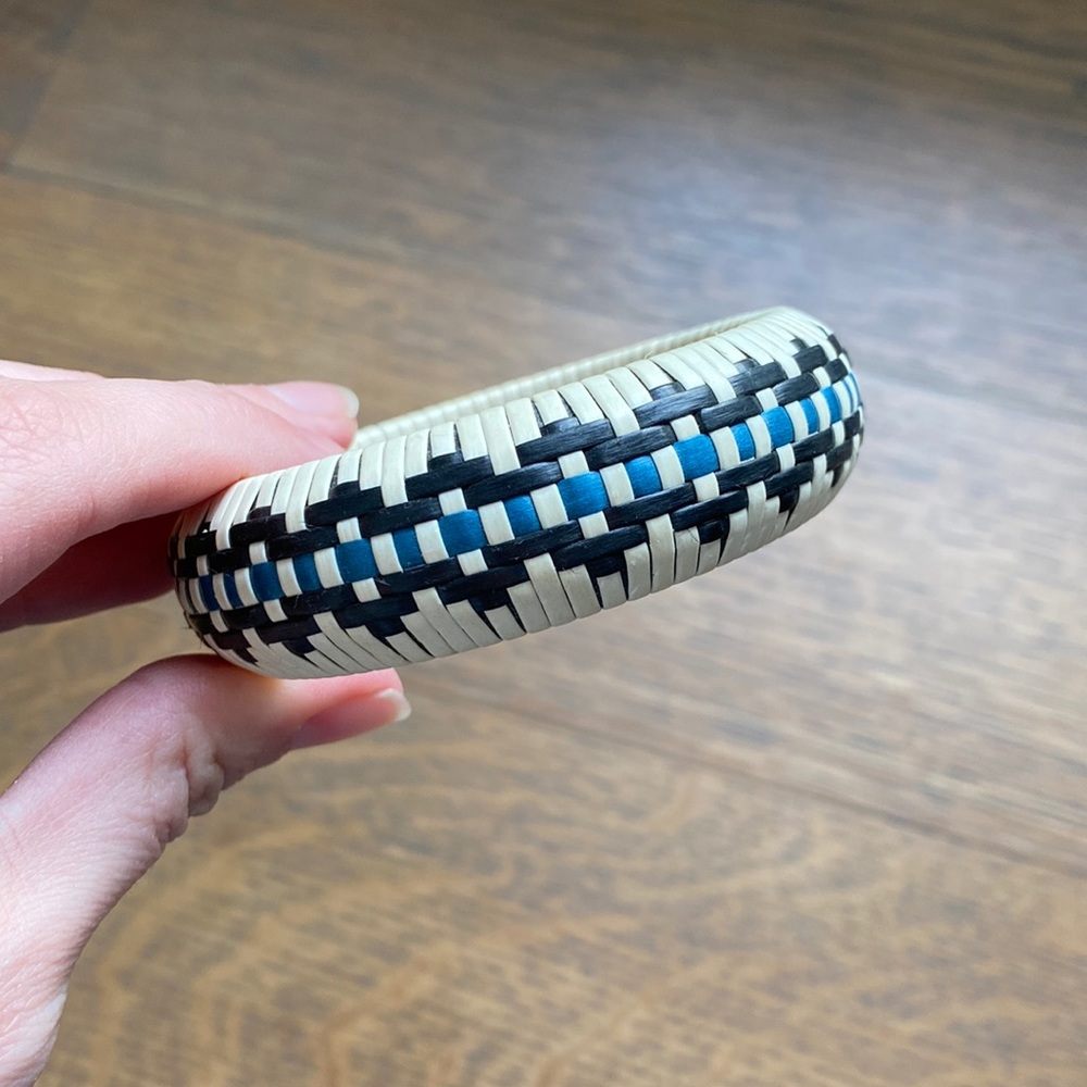 Woven blue and cream bracelet